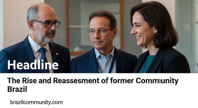 Brazilian community gathering in an urban park, discussing local initiatives.