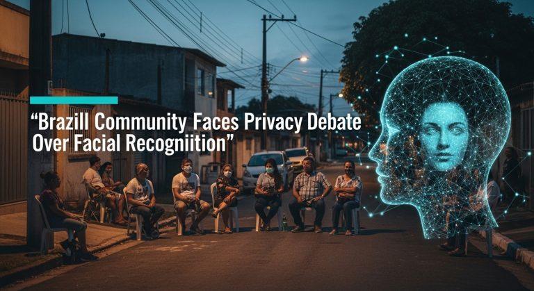 Community meeting in Brazil discussing facial recognition and privacy in public spaces