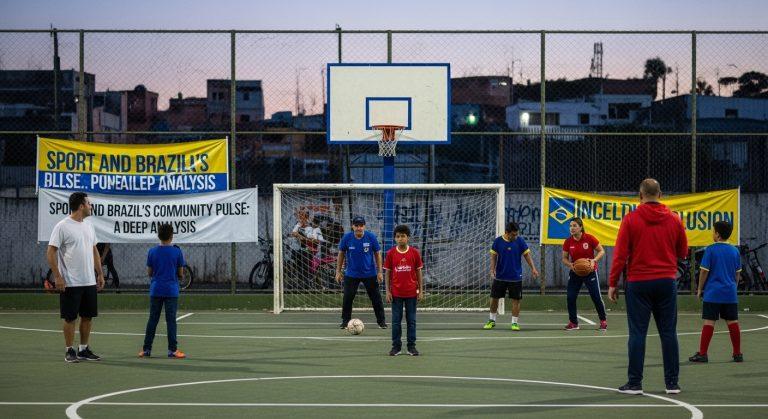 Brazilian community athletes in a neighborhood field promoting inclusion through sport